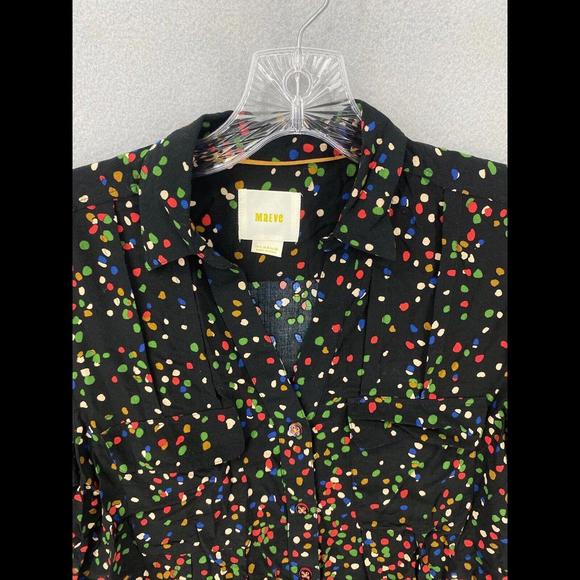 Antrophology Maeve Button Down Women’s 4 Black Wynwood Confetti Polka Dot Blouse - Picture 7 of 9